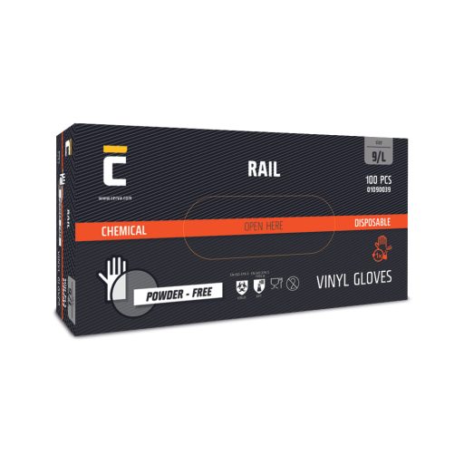 RAIL PF kesztyű vinil púdermentes L-9