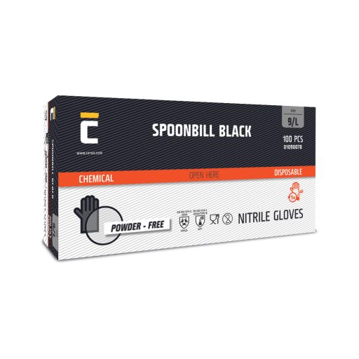 SPOONBILL BLACK nitril púdermentes L-9
