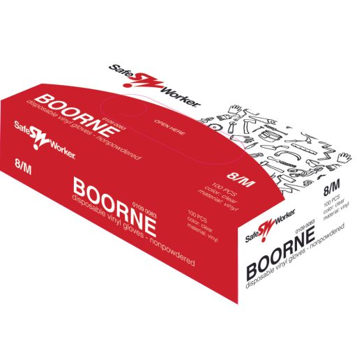 BOORNE vinil kesztyű púdermentes M-8