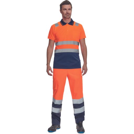 CADIZ HV galléros póló narancs/navy M