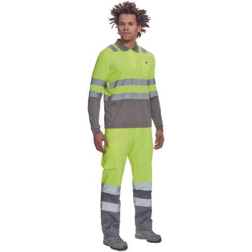 LEON HV póló hosszú ujjú sárga/szürke5XL